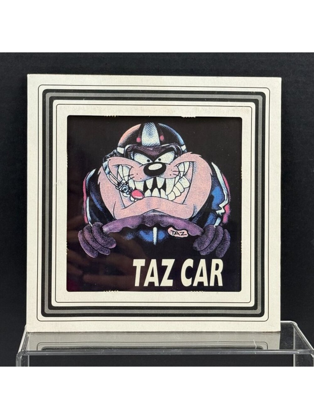 Vintage Taz Car Tasmanian Devil Carnival Prize Glass Tile